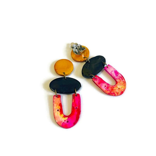 Bright Colorful Statement Earrings Handmade