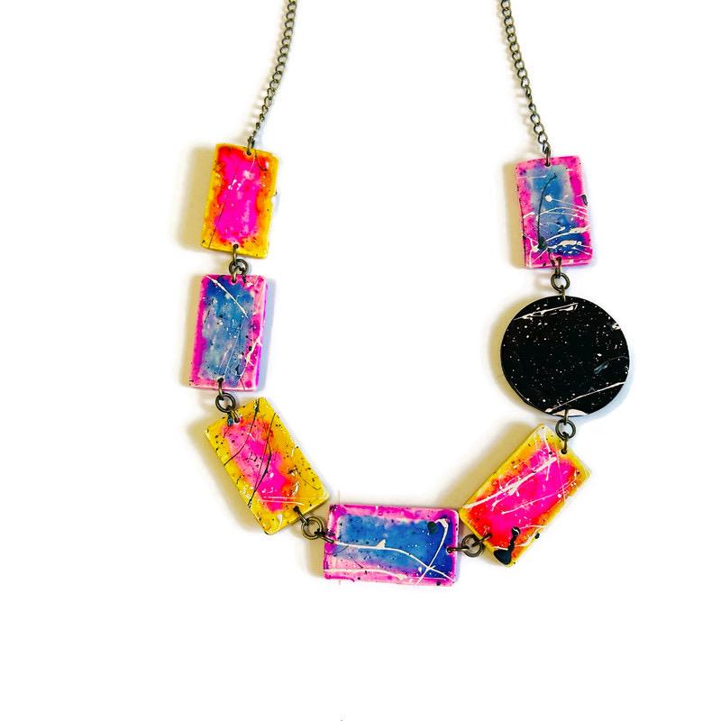 Bright Multicolor Beaded Statement Necklace