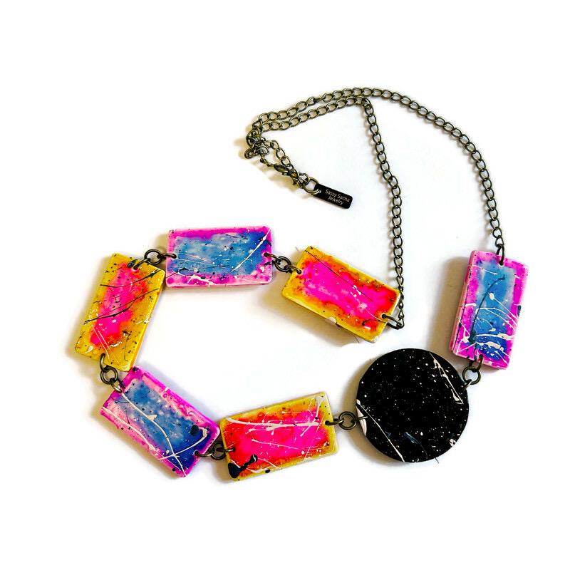 Bright Multicolor Beaded Statement Necklace