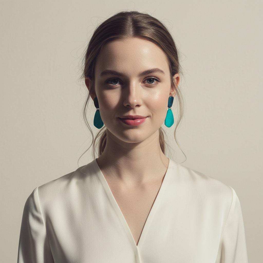Colorful Teardrop Statement Earrings Handmade, Post or Clip On "Roxy"