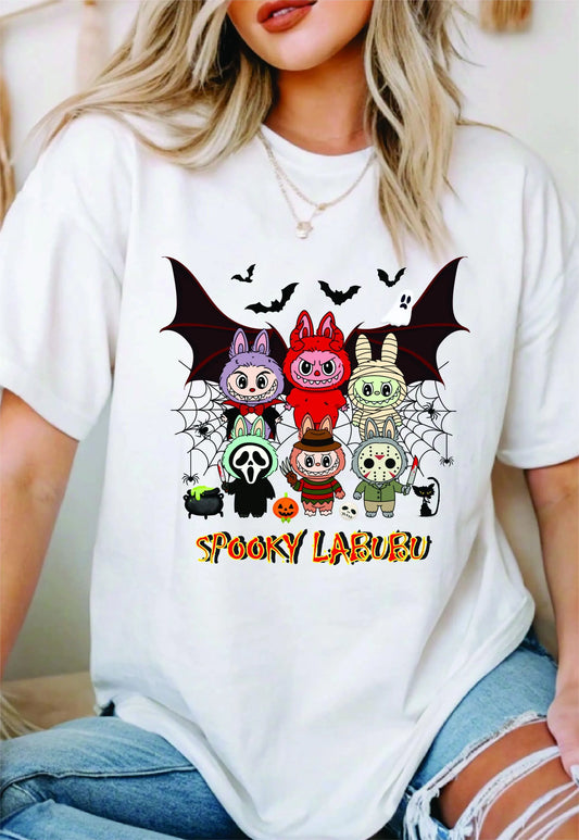 [Adult size] Halloween Labubu Graphic Tee: Kawaii Spooky 100% Cotton Unisex Shirt