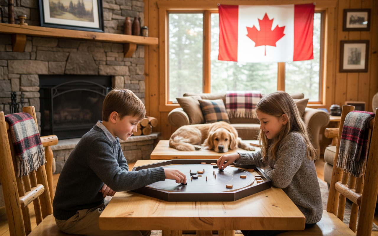 Crokinole Board For Beginners by Crokinole Canada - Walnut & Maple Melamine - Traditional Crokinole Board Game Set