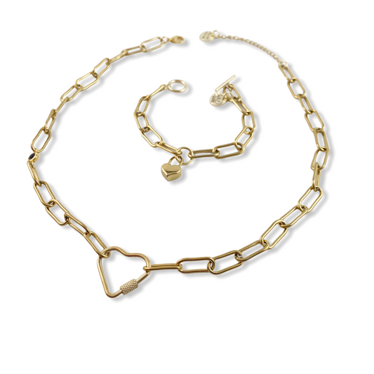 Gold Heart Lock Bracelet