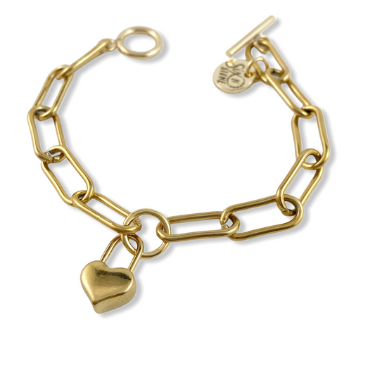 Gold Heart Lock Bracelet
