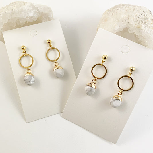 Howlite Hoop Earrings