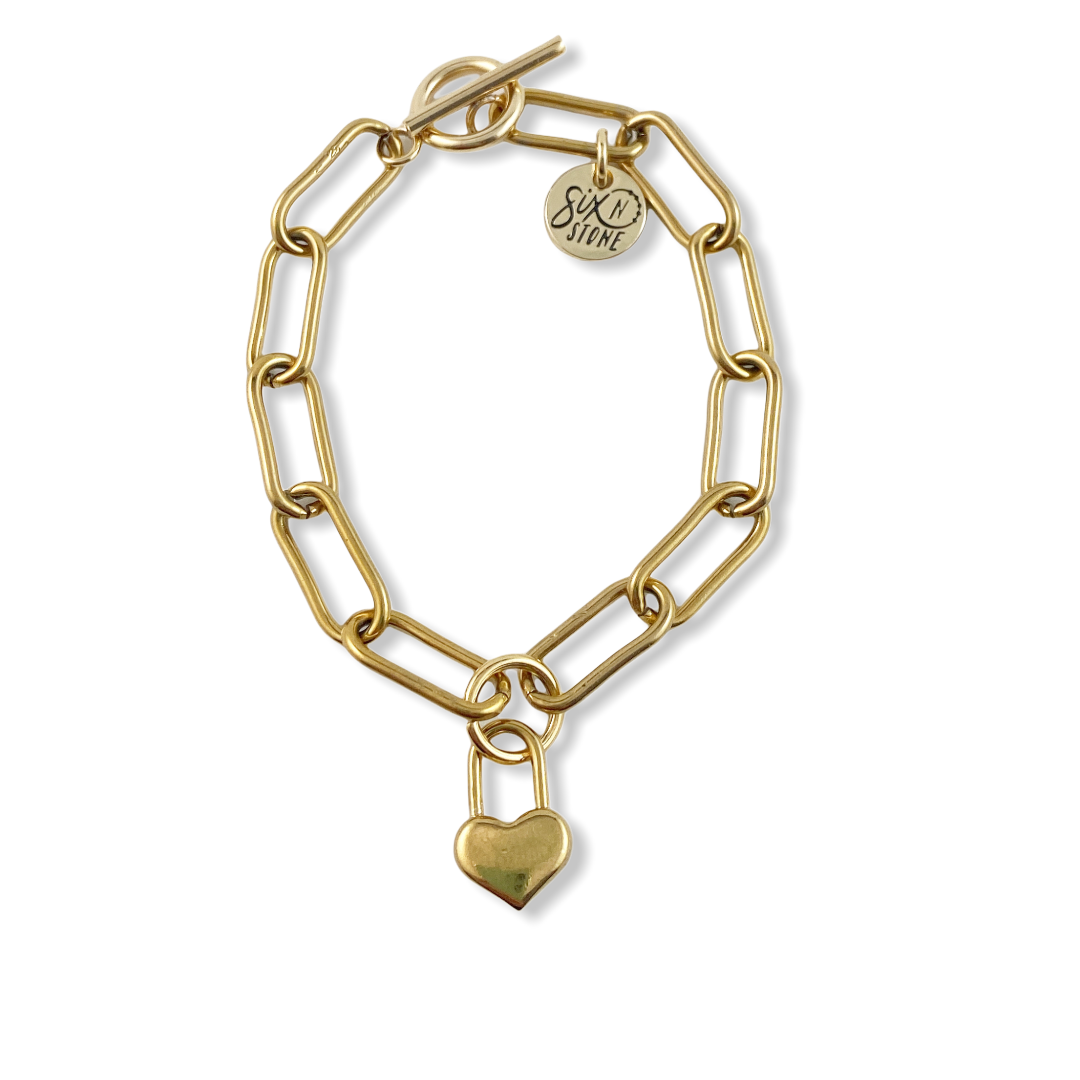 Gold Heart and Lock Set