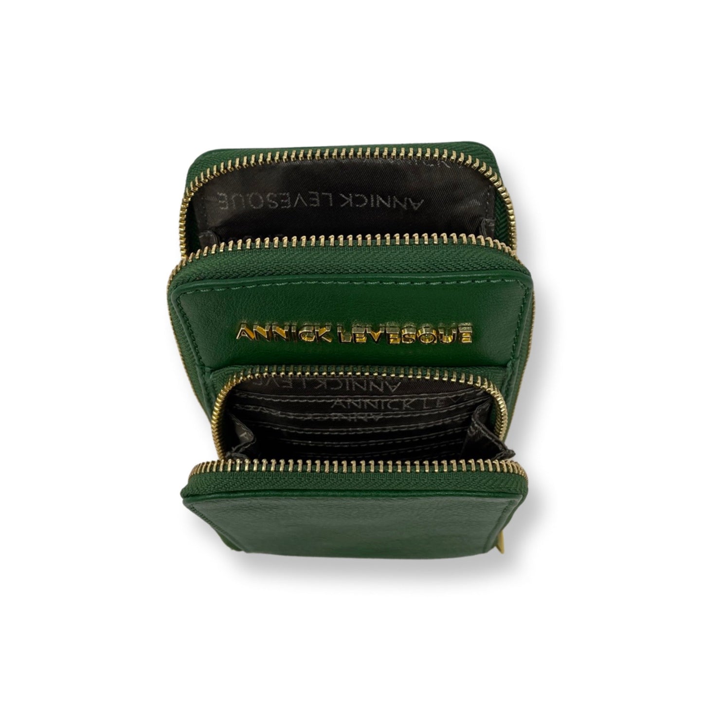 Petit Sac à bandoulière en Cuir Véritable Dark Green, Marie-Josée