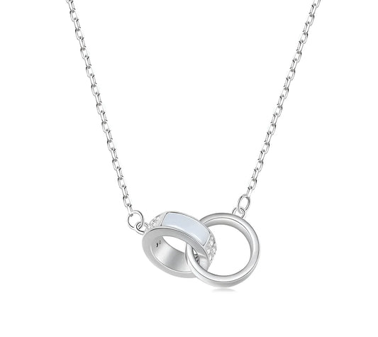 Interlocking Circles: Sterling Silver Double Ring Chain Necklace