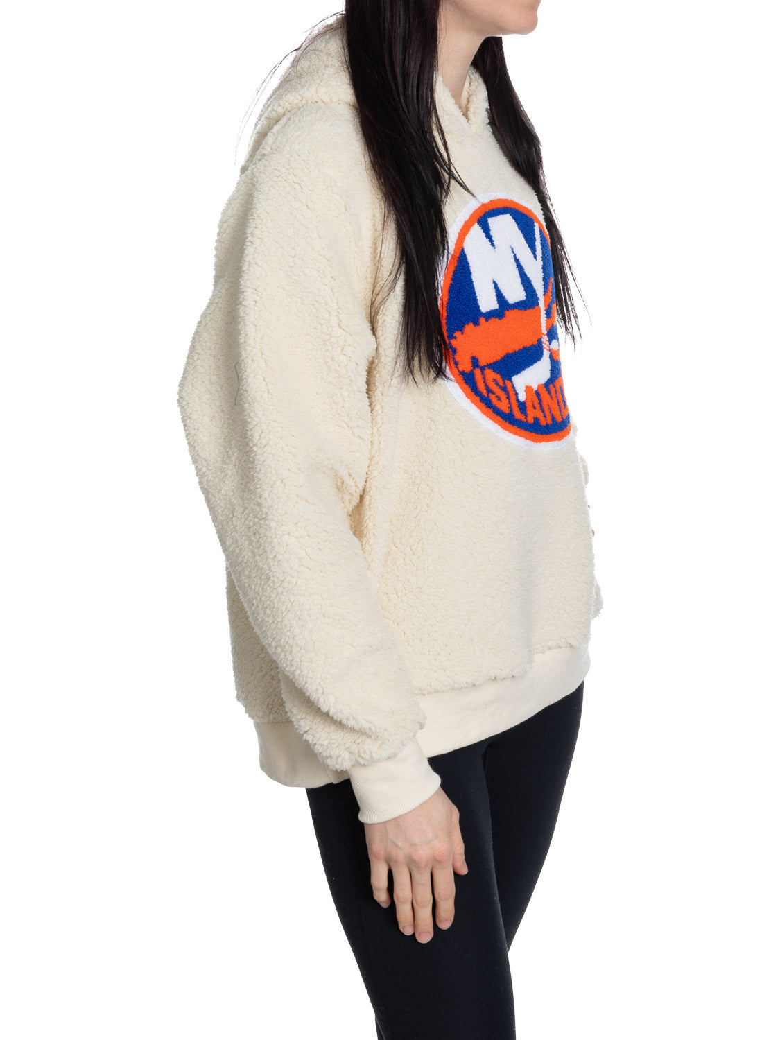 New York Islanders Ladies Sherpa Hoodie with Premium Chenille Logo