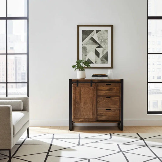 Meuble Commode Avila en bois de manguier porte coulissante