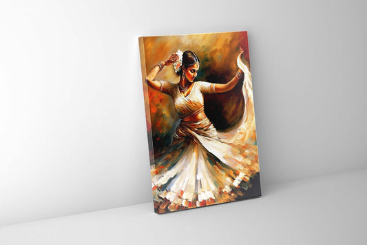 Wall Art- Dance in orange -Fine Art - Gold varnish- Canvas Print