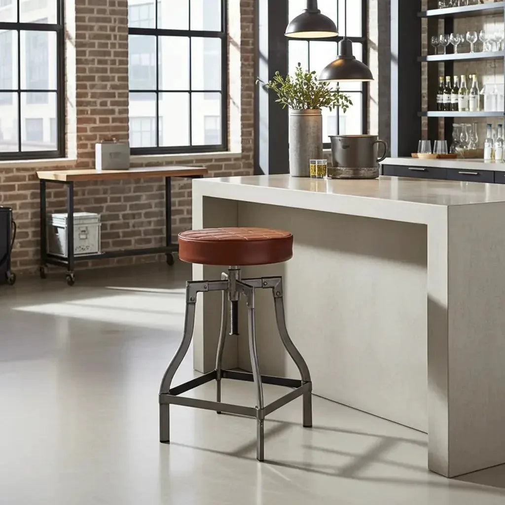 Tabouret de comptoir en cuir