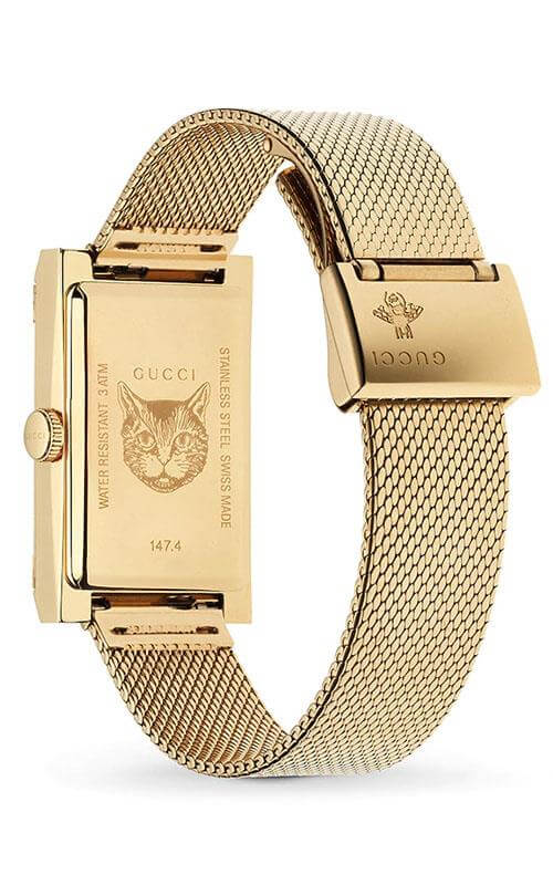 GUCCI G-Frame PVD Gold Rectangular Watch YA147410