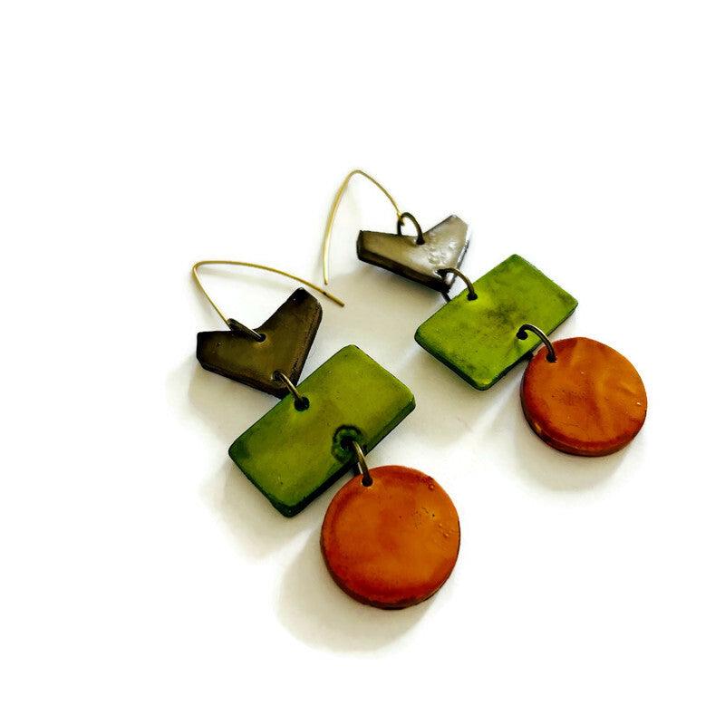 Long Geometric Dangle Earrings Handmade