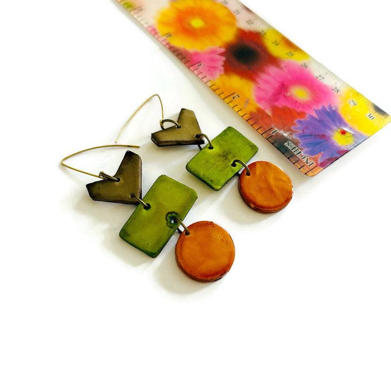Long Geometric Dangle Earrings Handmade