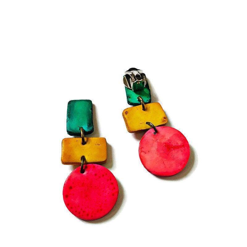 Long Pastel Statement Earrings, Post or Clip On – "Dani"