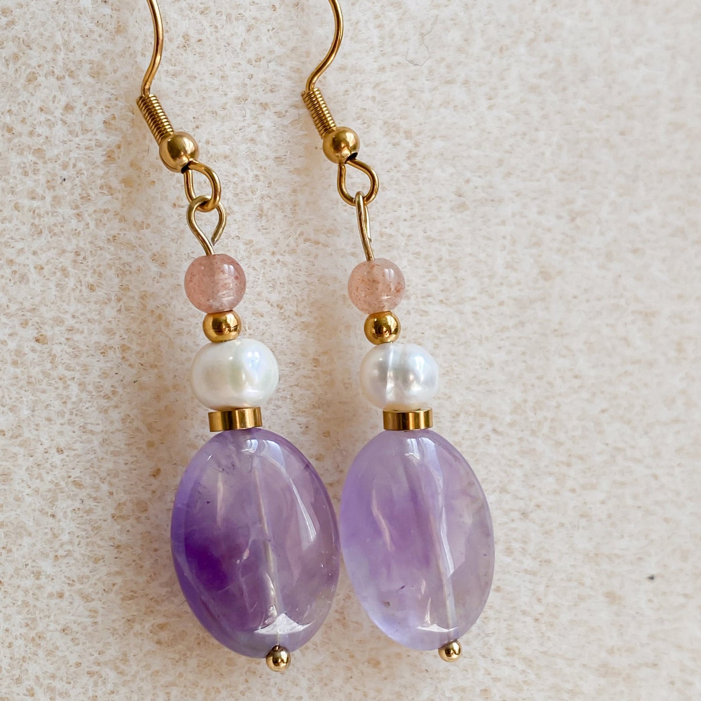 Boucles d’oreilles pendantes en améthyste | LUNARA