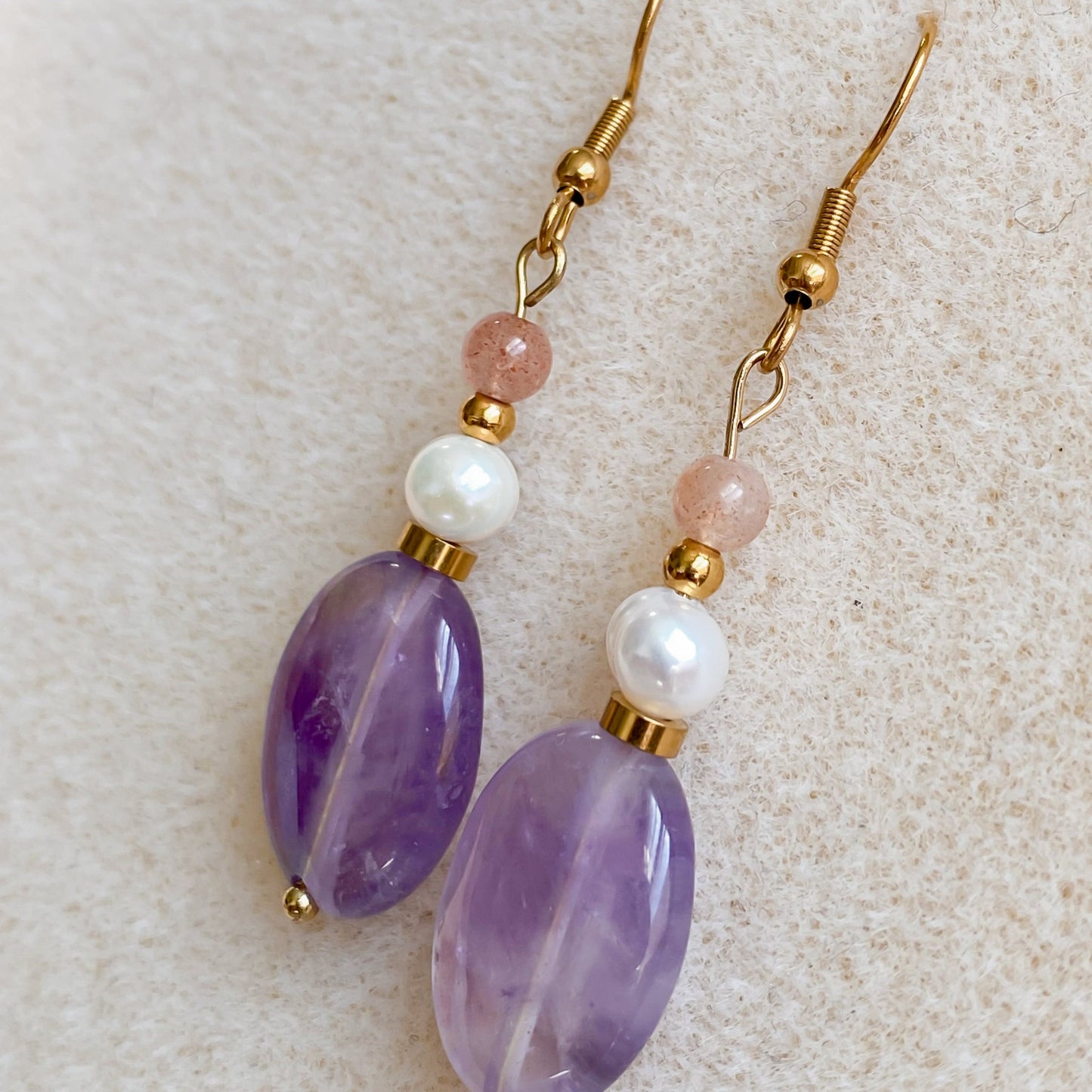 Boucles d’oreilles pendantes en améthyste | LUNARA