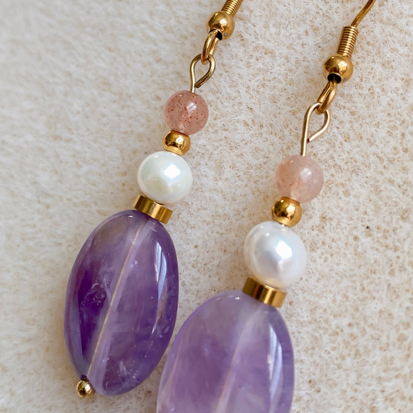 Boucles d’oreilles pendantes en améthyste | LUNARA