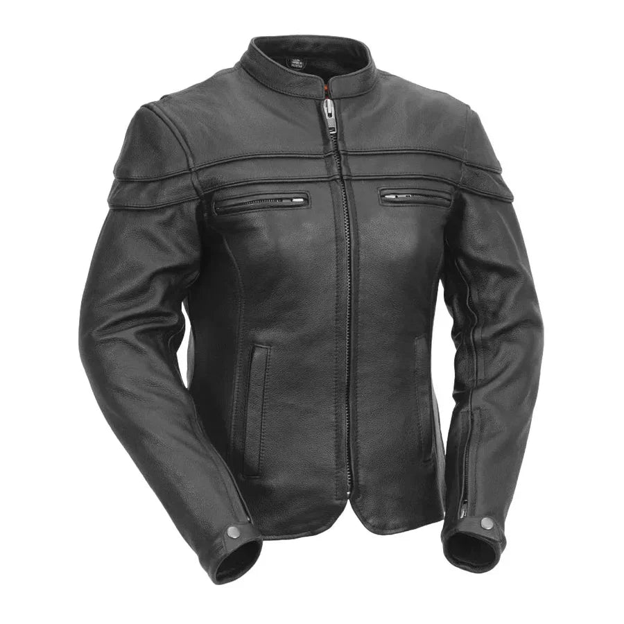 Women's Motorcycle Jacket. Vented Cowhide with Zip-Out Thermal Liner