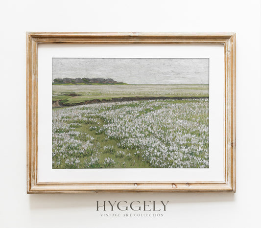 Vintage Floral Field Landscape Art Print L0160