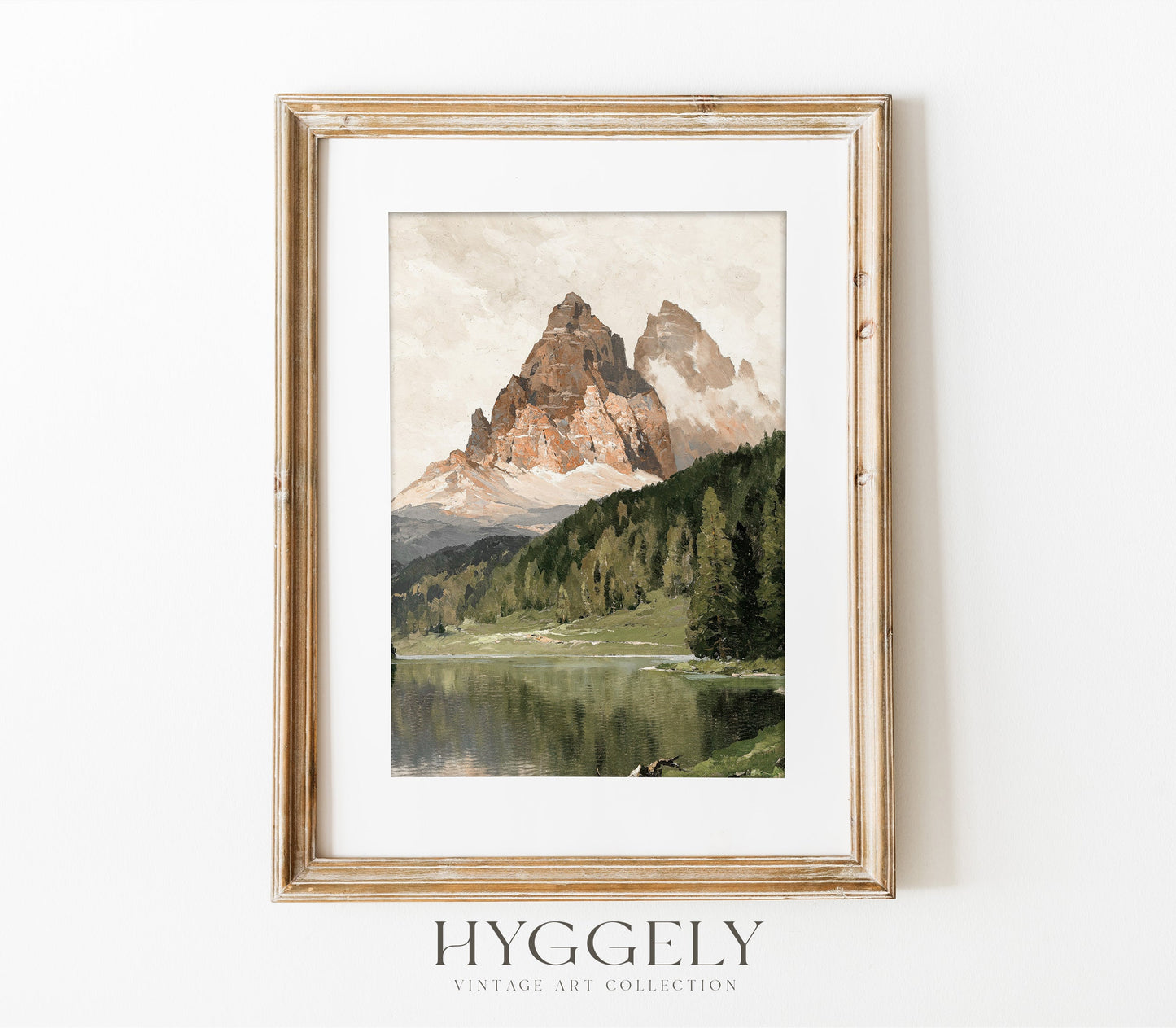 Vintage Mountain Lake Landscape Print L0205