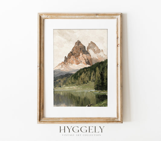 Vintage Mountain Lake Landscape Print L0205