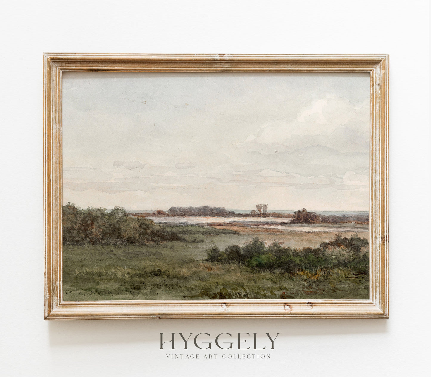 Autumn Muted Green Landscape - Vintage Mood Print L243