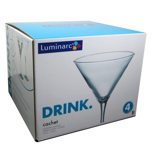 Martini 10oz Glass 4 piece set Cachet Luminarc
