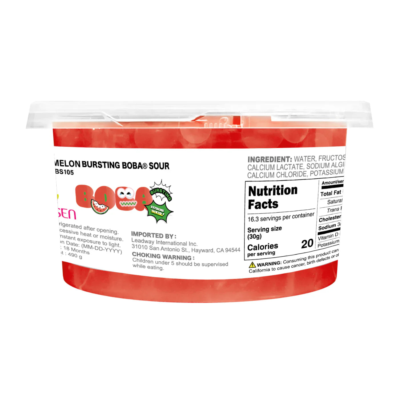 "TOP DEAL" Watermelon Sour Bursting Boba (490g Tub)| Sour Popping Boba | Foodservice Canada Distribution | Ships Free Within Canada on Orders Above CAD $199