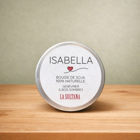 Bougie de soya ISABELLA genévrier et bois sombres