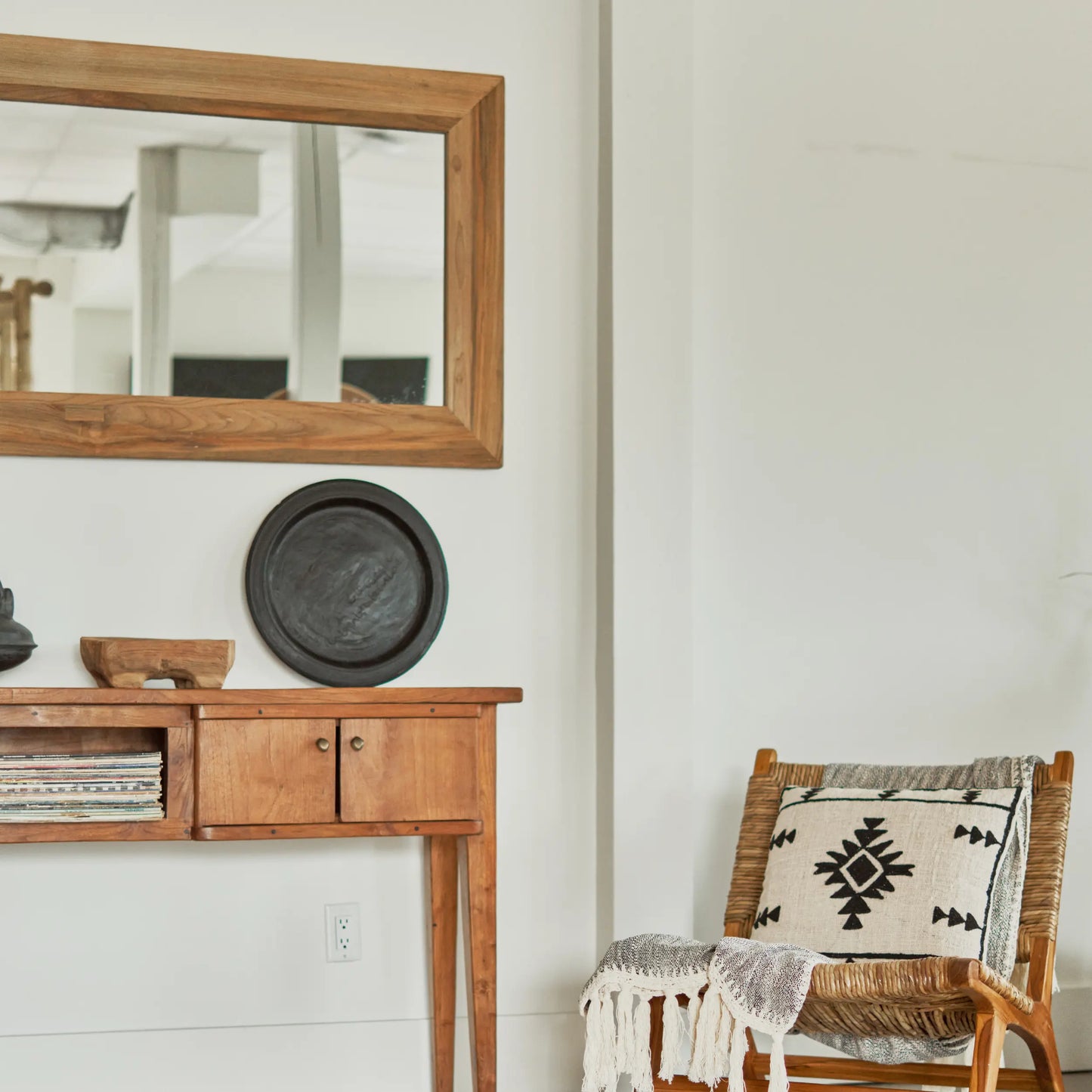 Miroir en teck recyclé