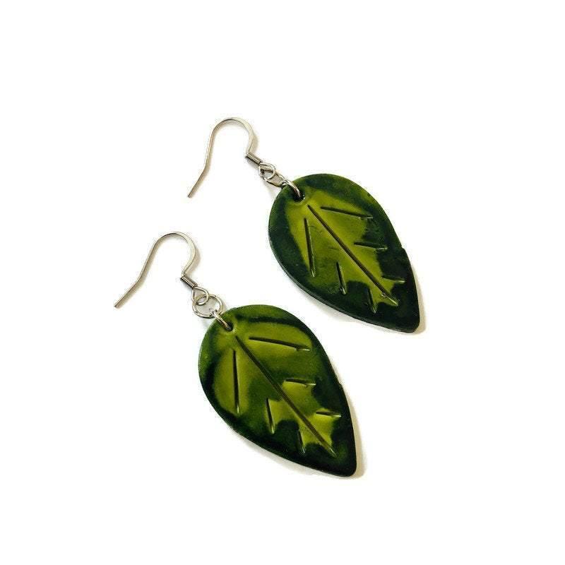 Mismatched Leaves Earrings Handmade, Fall Jewelry