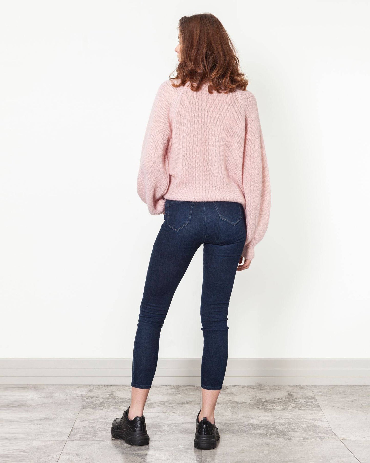 Mock Turtleneck Loose Sweater - Fuchsia