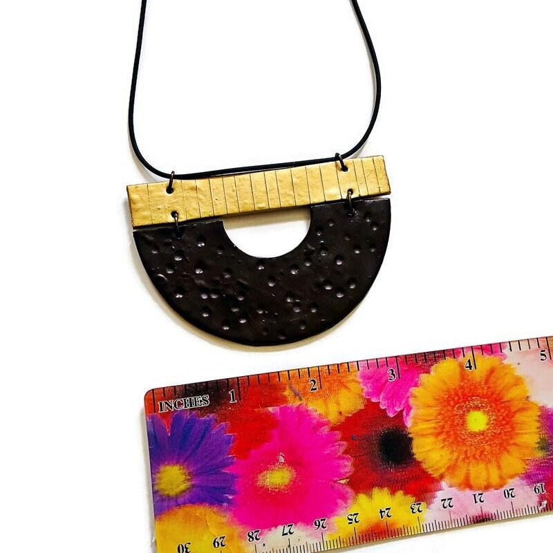 Modern Semi Circle Necklace in Black & Gold