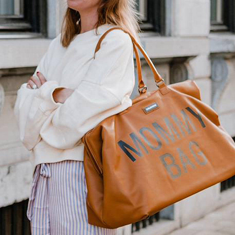 Vintage Leather-Look Brown Mommy Bag