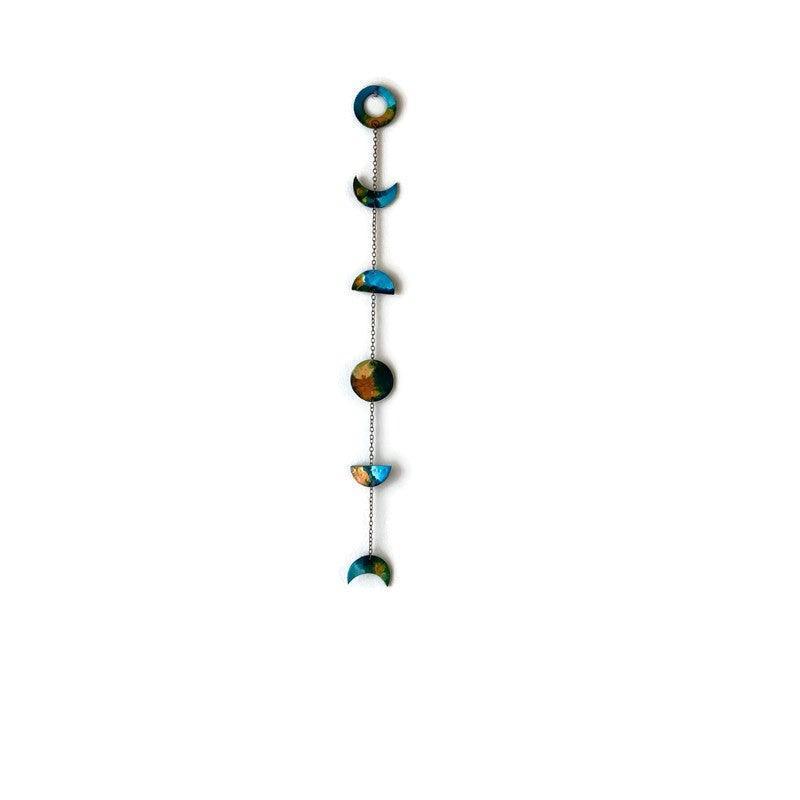 Moon Phase Wall Hanging Abstract Style, Painted Clay Home Decor