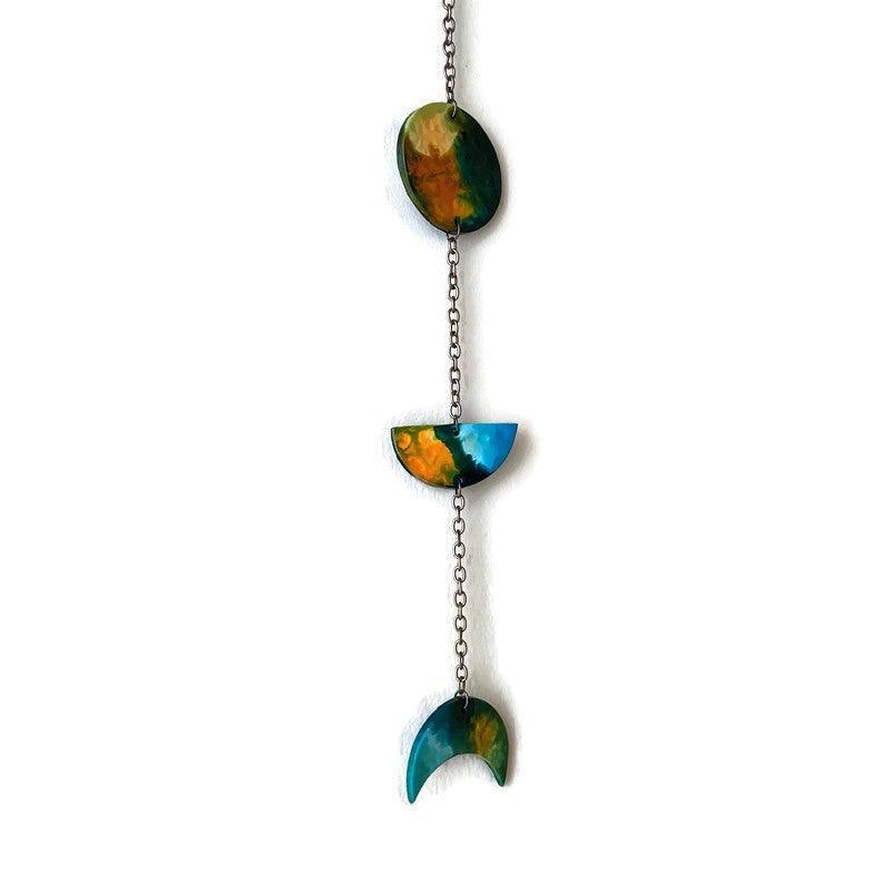 Moon Phase Wall Hanging Abstract Style, Painted Clay Home Decor