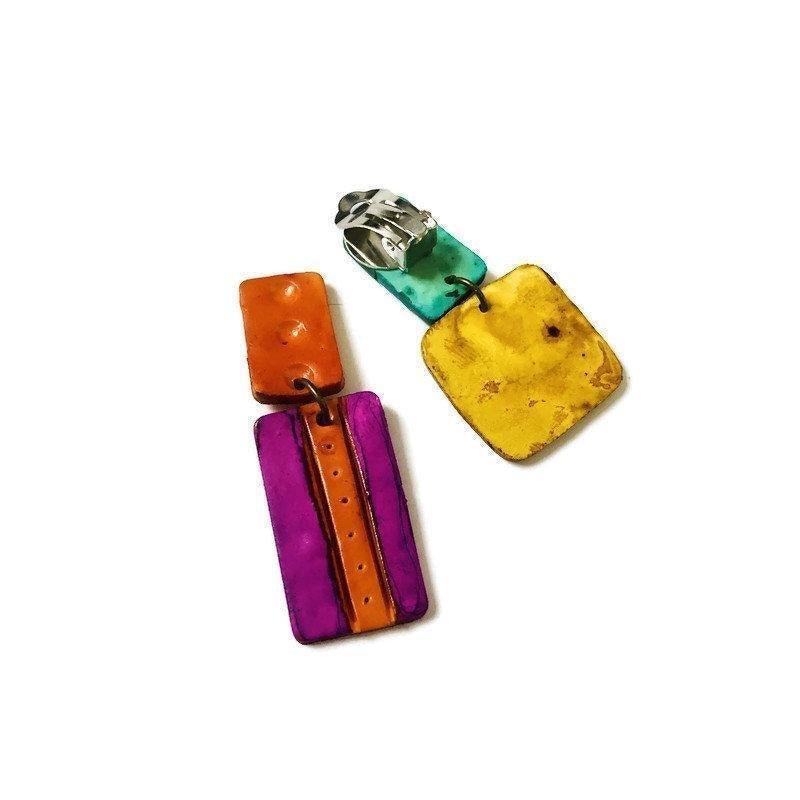 Multicolored Statement Pendant Necklace, Handmade Polymer Clay