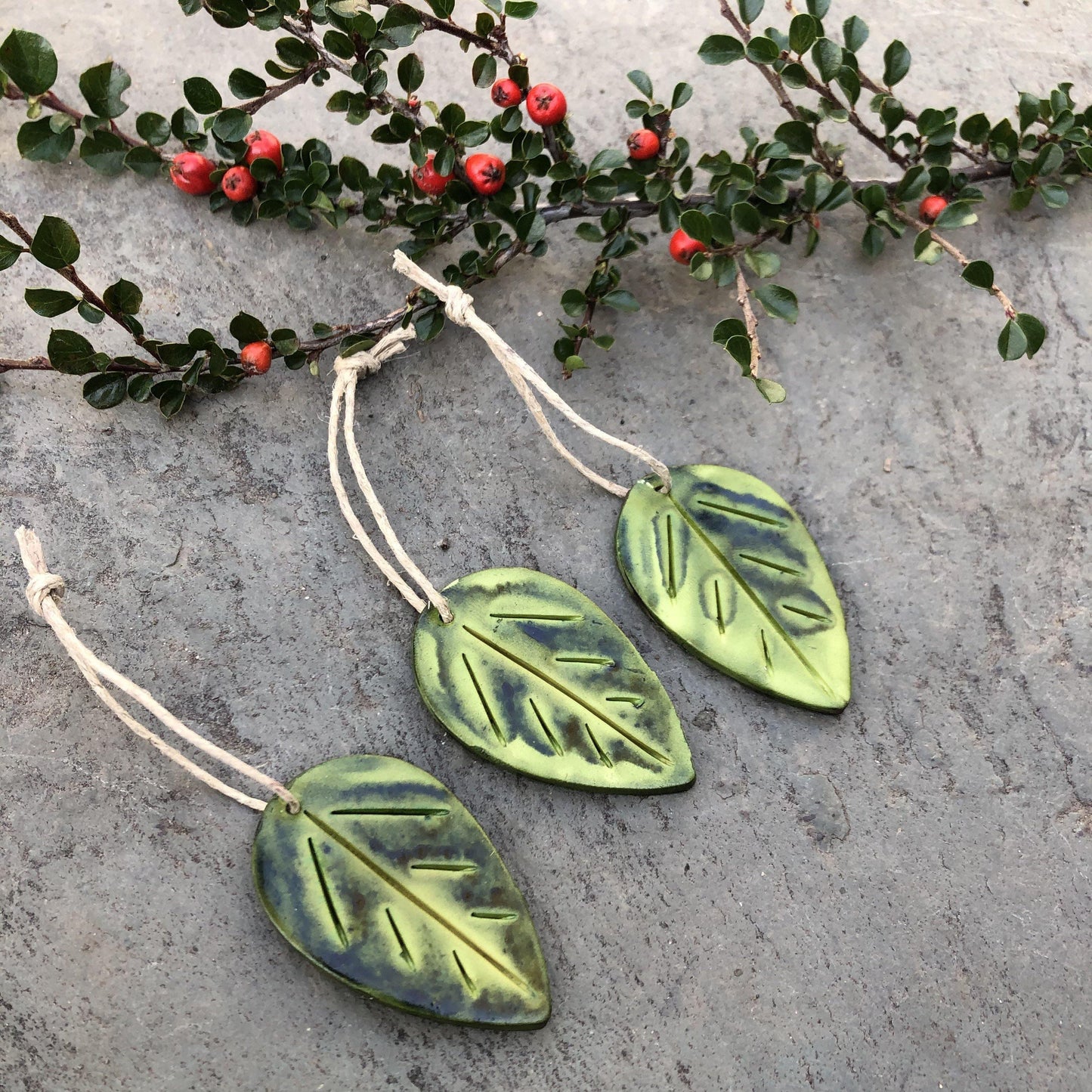 Mustard Yellow Leaf Ornaments, Rustic Fall Décor or Christmas Tree Decoration