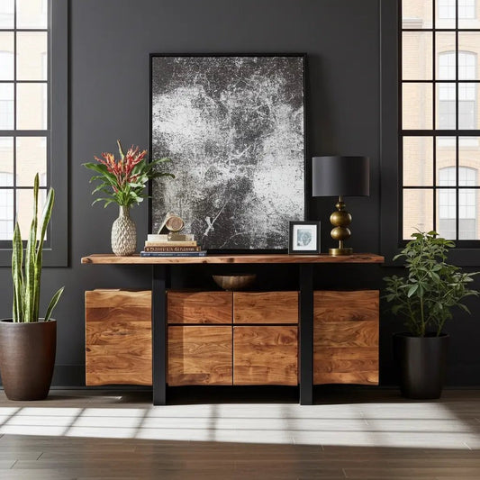 Buffet en bois d'Acacia live edge
