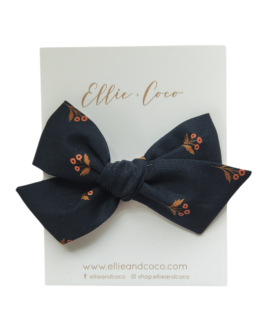 Navy Floral Oversize Bow