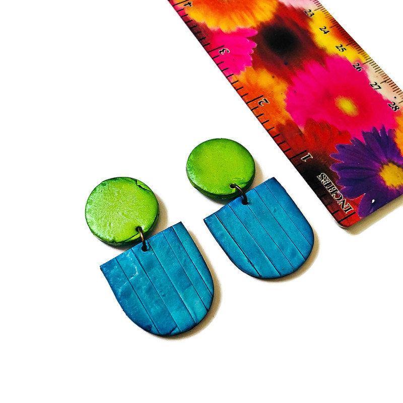 Fan Shaped Statement Earrings, Post or Clip On – "Emily"