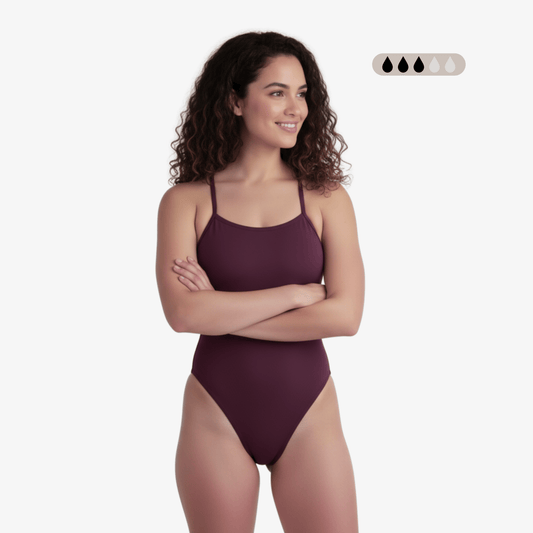 Merlot SecureFlo Open-Back One-Piece Period Swimsuit by Norca
