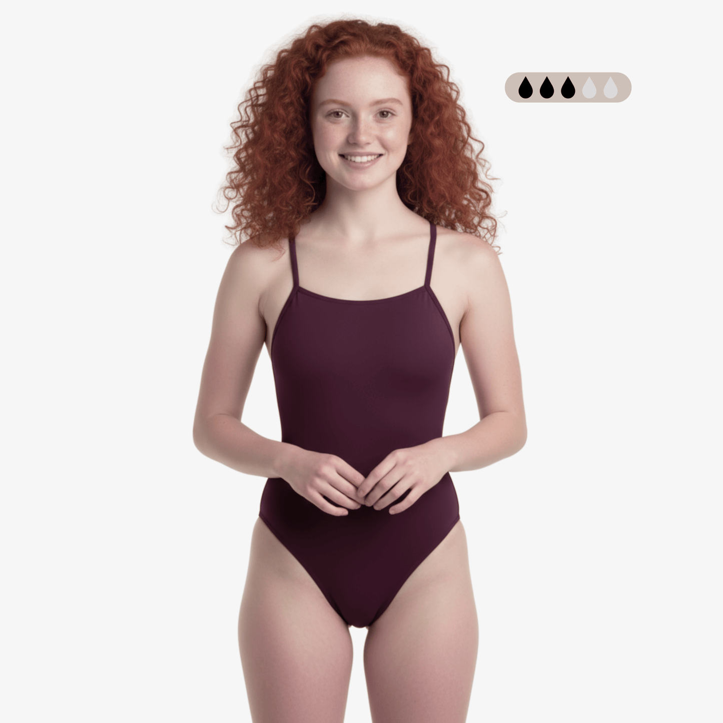 Merlot SecureFlo Open-Back One-Piece Period Swimsuit by Norca