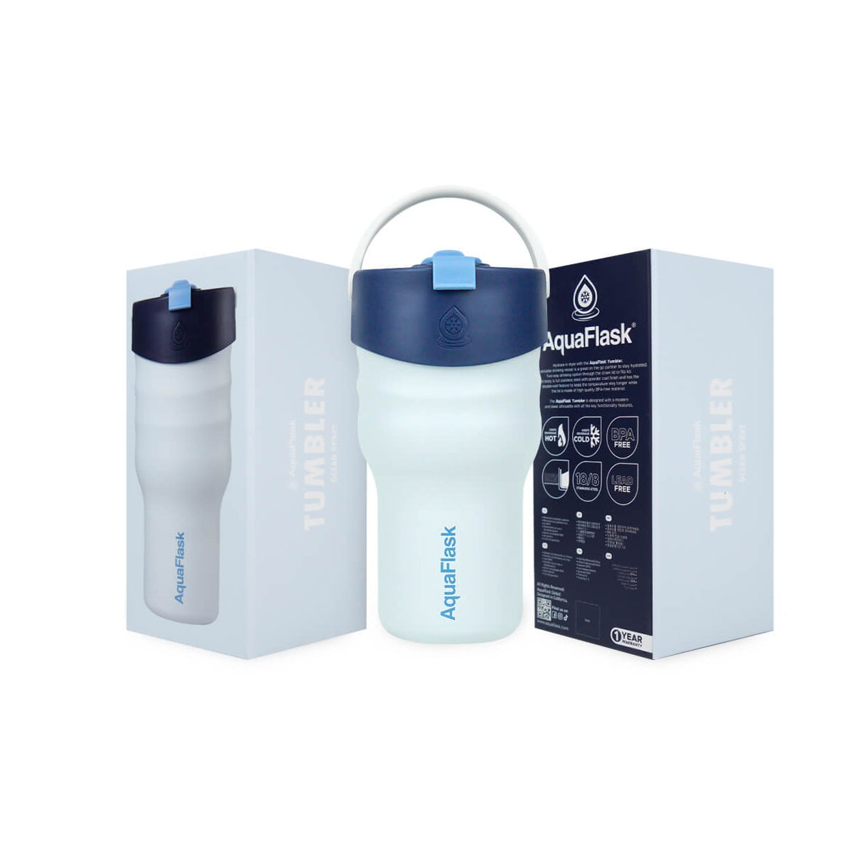 Aqua Flask 20oz – Stainless Steel Tumbler, Vacuum Insulated, Hot & Cold, Leak Proof