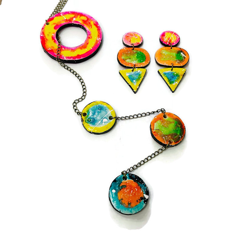 Abstract Paint Splash Earrings Handmade