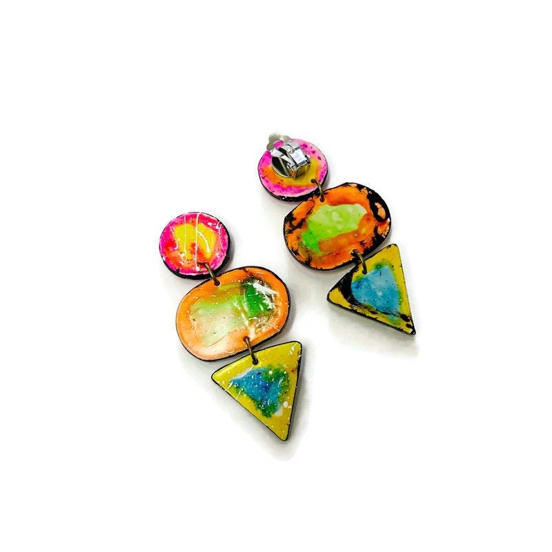 Abstract Paint Splash Earrings Handmade