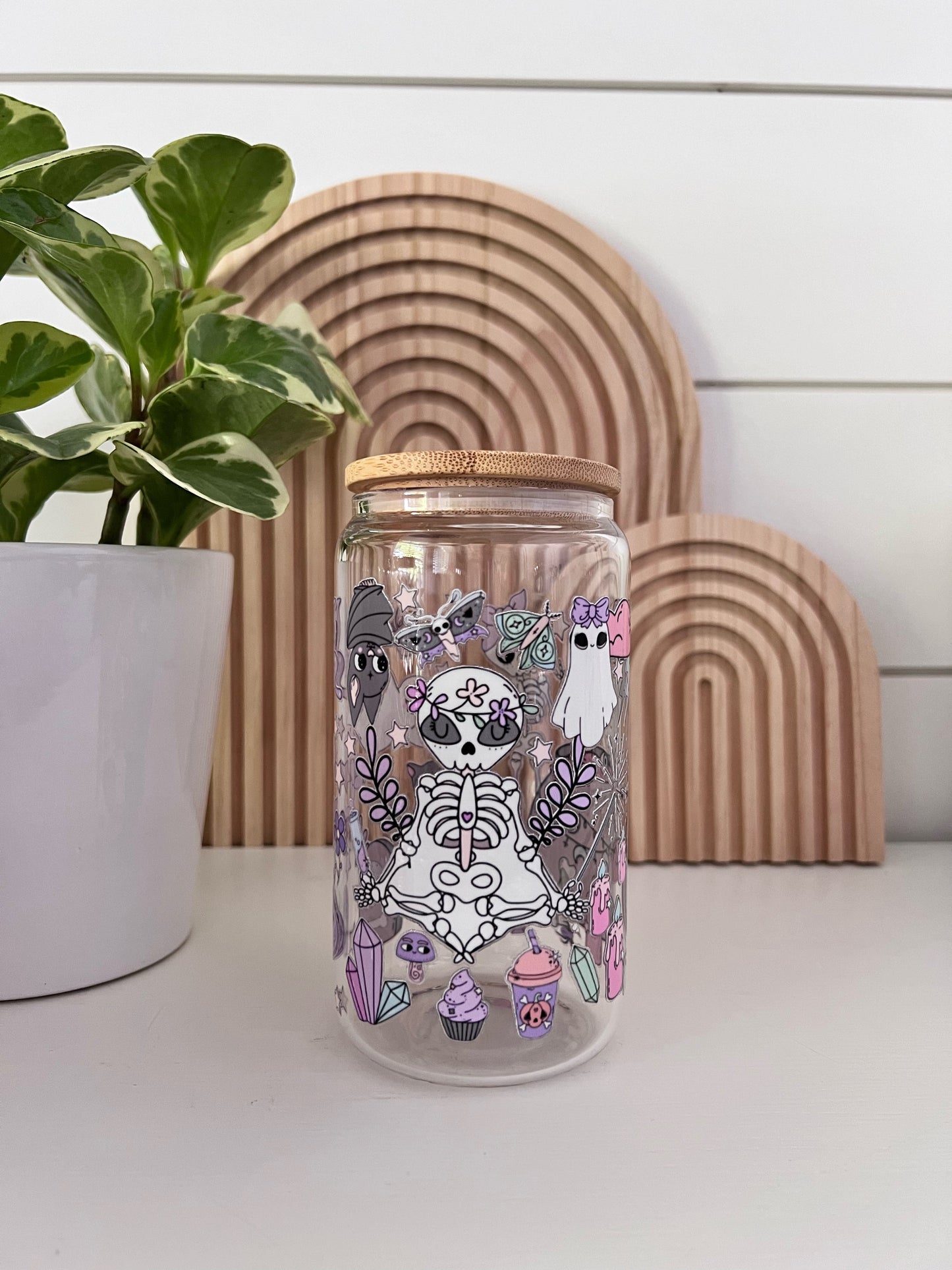 Pastel Halloween Icons Glass Cup