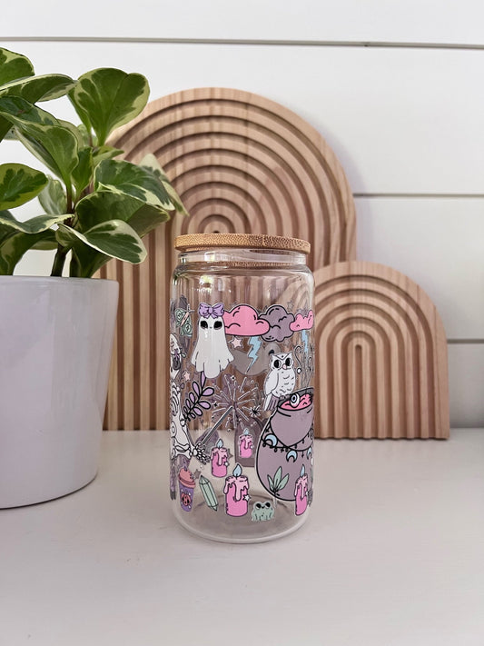 Pastel Halloween Icons Glass Cup